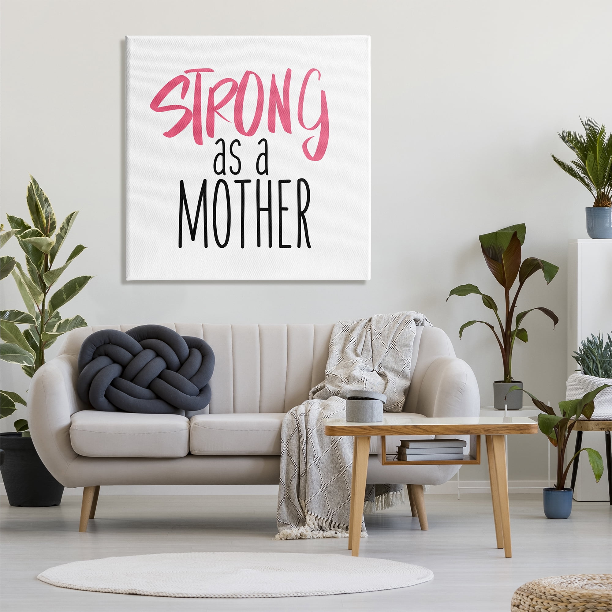 Stupell Industries Strong As A Mother Sentiment Minimal Pink Pop, 36 x 36, Designed by SD Graphics Studio