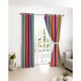 thumbnail image 3 of Mexican Style Blackout Curtains for Bedroom/Living Room, Thermal Insulated Kitchen Curtains, Colorful Mexico Stripes Orange Purple Grommet Darkening Window Treatment Drapes 52"x72"x2, 3 of 8