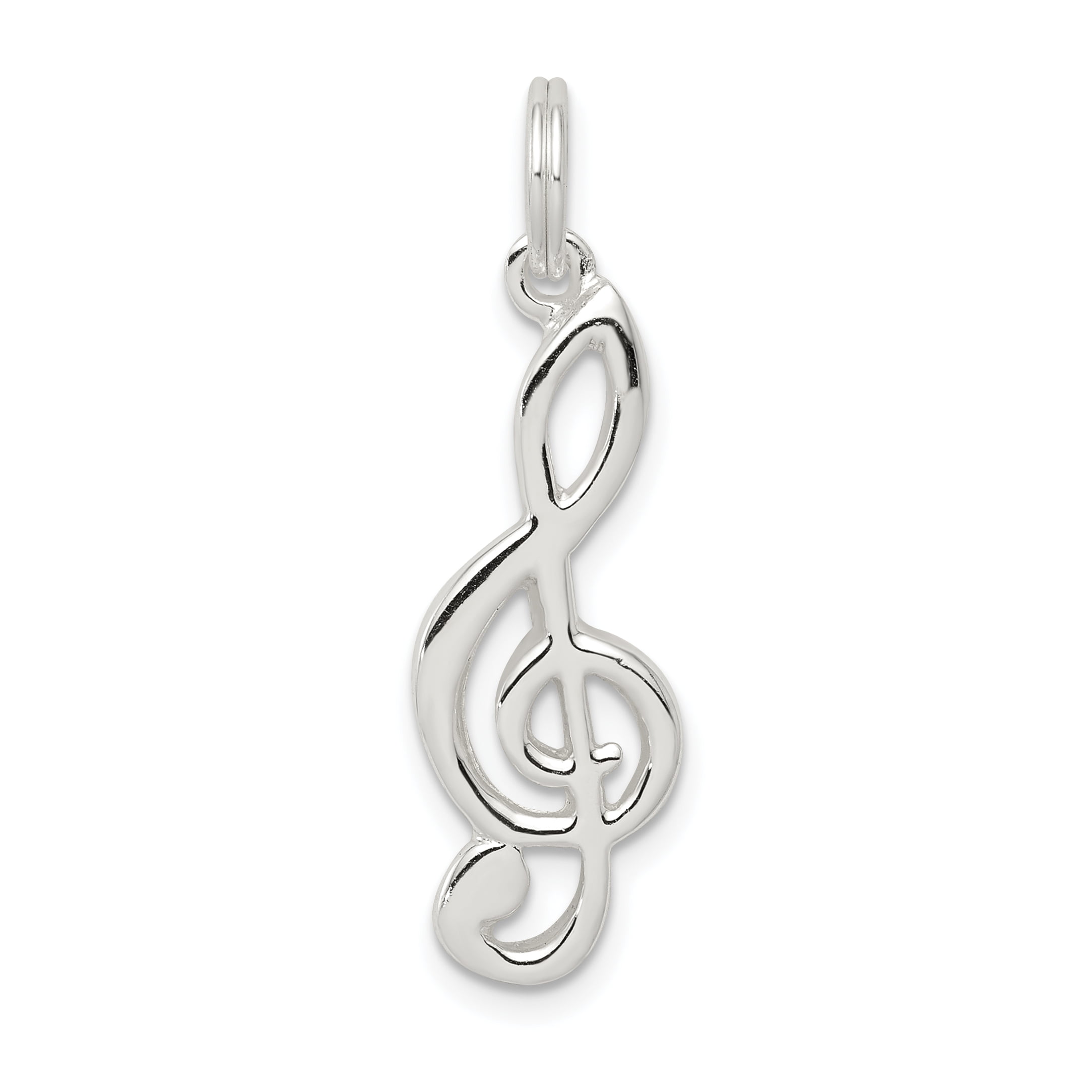 Solid 925 Silver Music Note Treble Clef Pendant in a Gift Box 