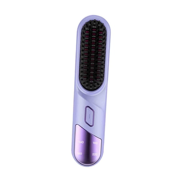 Peine eléctrico para cabello liso, accesorio térmico para peinados elegantes Púrpura