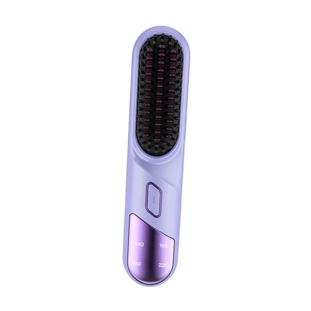 Cepillo alisador de pelo cepillo alisador recargable tamaño de viaje calentamiento rápido peine caliente peine alisador de pelo para salón Púrpura