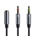thumbnail image 1 of Headset Splitter Cable, Gold-Plated & Strong Braided Y Splitter Audio Cable Separate Microphone Headphone Port Gaming Headset Splitter PC Earphone Adapter - 30cm, 1 of 6