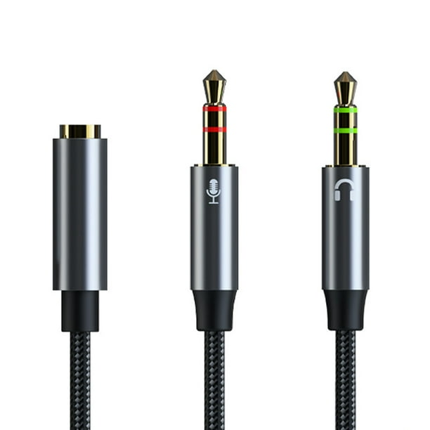 Cable divisor de auriculares, chapado en oro y trenzado fuerte, cable de audio divisor en Y, micrófono separado, puerto de auriculares, divisor de auriculares para juegos, adaptador de auriculares