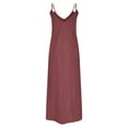 thumbnail image 5 of ZQUUVOU Women's Summer Dress Cotton Linen Strap Spaghetti Sleeveless V Neck Dress Burgundy,M, 5 of 6