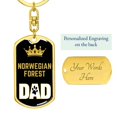 thumbnail image 3 of Norwegian Forest Cat Dad King Keychain Stainless Steel or 18k Gold, 3 of 8
