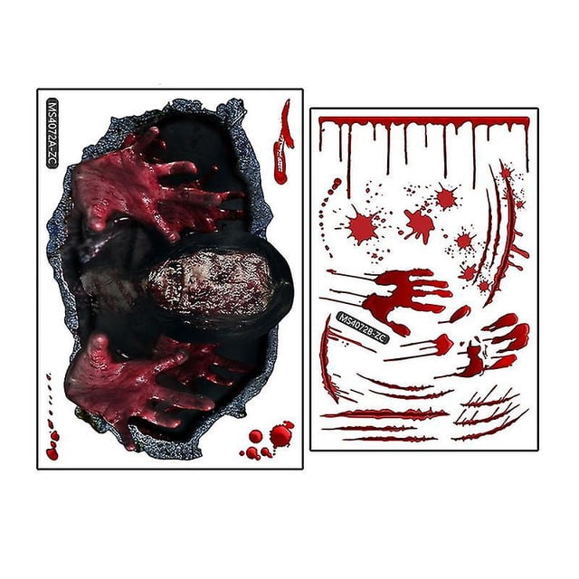 Etiqueta de la pared autoadhesiva extraíble anti-decoloración impermeable pelar y pegar Festival Prop fuerte adherencia Horror Halloween Zombie sangre huella de mano Windo