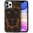 thumbnail image 1 of Case Yard Wooden Case for iPhone-12/12-Pro Soft TPU Silicone cover Slim Fit Shockproof Wood Protective Phone Cover for Girls Boys Men and Women Supports Wireless Charging Great Lion Design, 1 of 7