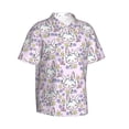 thumbnail image 2 of Uemuo Purple Rabbit Printed Regular Fit Short Sleeve Casual Hawaiian Shirt for Men,Aloha shirt,Tropical shirt,Floral print shirt,Vacation Beach shirt-, 2 of 9