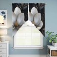 thumbnail image 6 of Swag Valance Curtains for Windows, Elegant Flowers Light Filtering Kitchen Curtains with Rod Pocket, Spring Botanical Blossom Floral Black Window Treatment Valances for Living Room, 28x36 - 2 PCS, 6 of 9