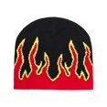 thumbnail image 1 of Thick Warm Ear Protection Beanie Hat Men Winter Flame Print Riding Knitted Hat Costume Accessories, 1 of 5