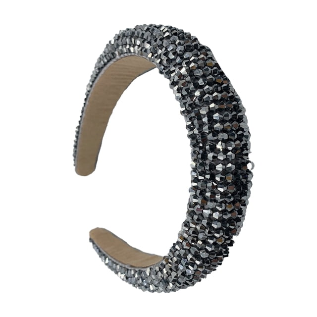Qarigey Diademas con cuentas de cristal para el cabello, diademas para la cabeza para mujer Accesorio para el cabello Plata
