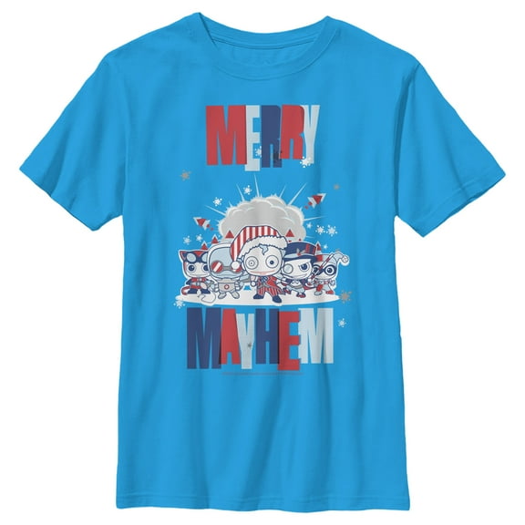 Boy's Batman Christmas Merry Mayhem  Graphic Tee Turquoise X Large