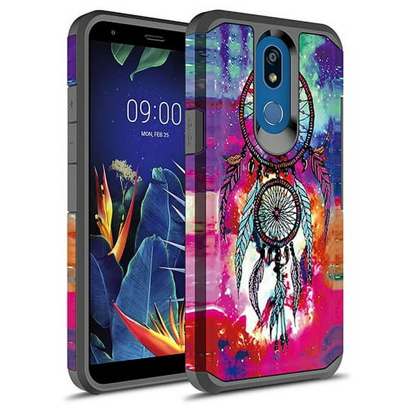 LG K40 Case, KAESAR Slim Hybrid Dual Layer Shockproof Hard Cover Graphic Fashion Cute Colorful Silicone Skin Cover Armor Case for LG K40 (Dream Catcher)