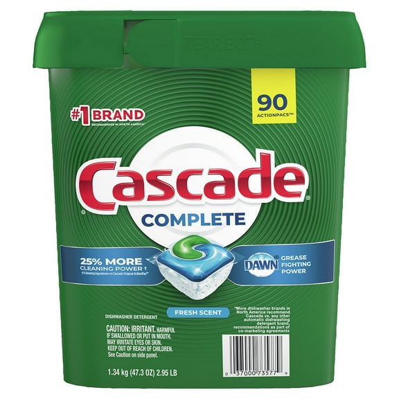 Cascade Liquid Dishwasher Detergents, Fresh Scent, 47.3 Ounce, 90 Count