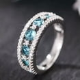 thumbnail image 4 of K-KED 925 Silver Filled Ring Blue CZ Zircon Women Delicate Jewelry Wedding Ring Sz 6-10-10, 4 of 6