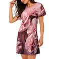 thumbnail image 2 of Easygdp Delicate Pink Carnations Camisón de manga corta para mujer, informal, estampado, 2 of 6