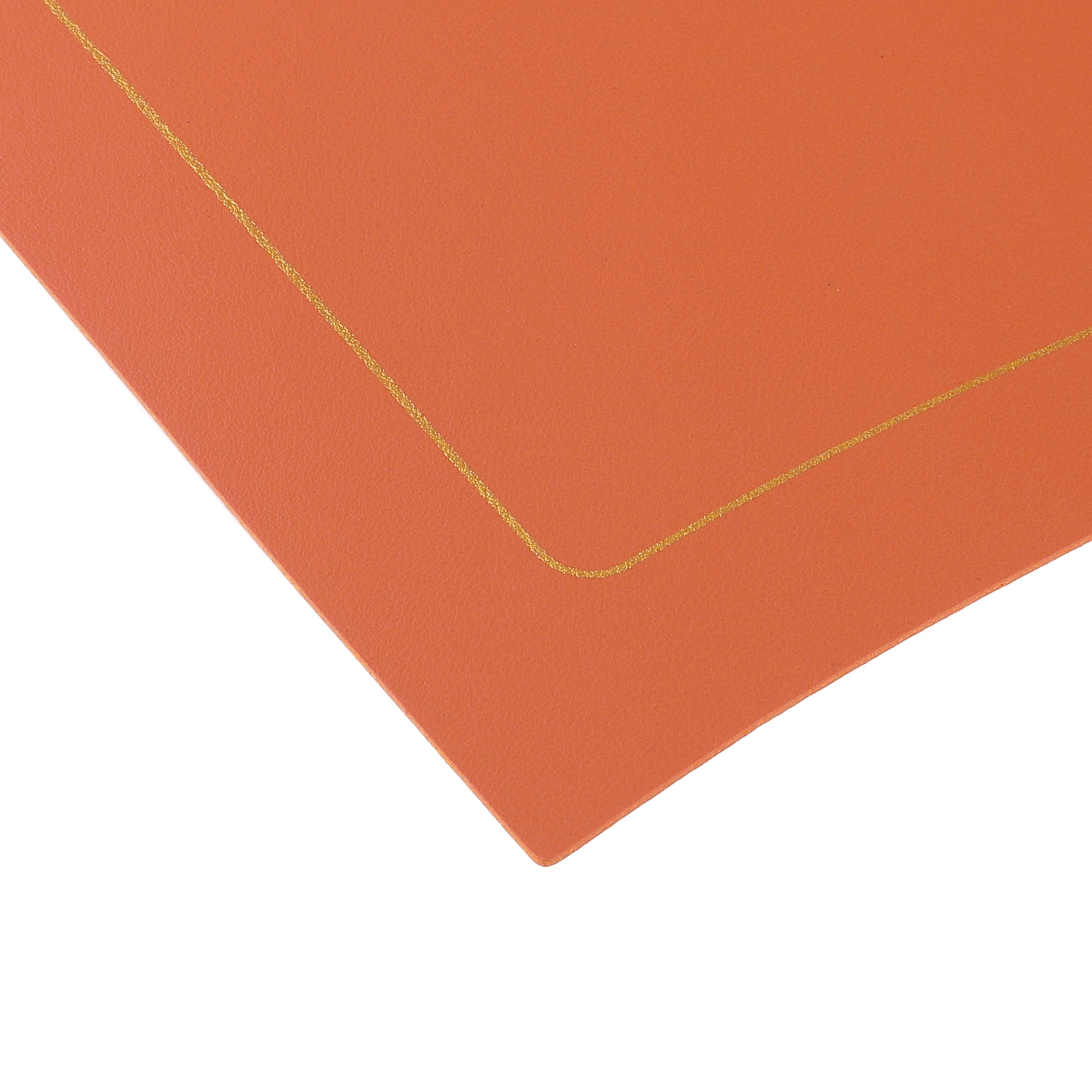 Unique Bargains Set of 6 Wedge Faux Leather Heat Resistant Wipe Clean Round Table Mats Orange