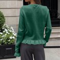 thumbnail image 4 of gbyLJF Womens Ruffer Sweater Cardigan Button Down Long Sleeve Crew Neck Cropped Knitted Tops Green, 4 of 6