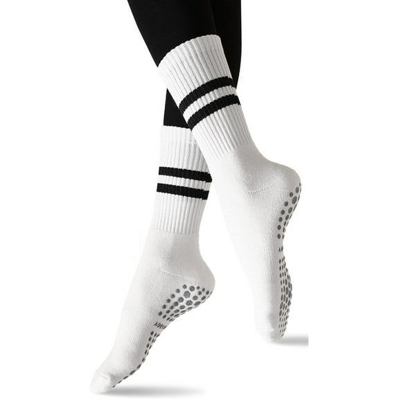 Pilates Grippy Socks with Grips for Women Yoga Non Slip Long Socks for Pure Barre, Ballet,Dance Workout 2-5 Pack