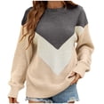 thumbnail image 2 of Qertyioot Pulls pour Femmes, Mode Féminine Manches Longues Couture Col Rond Hauts Blouse Pull Tricoté, 2 of 7