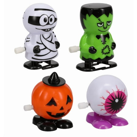 Plastic Halloween-Themed Wind Up Hopping Toys Set of 4
