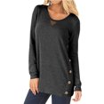 thumbnail image 3 of Abcnature Womens Long Sleeve Casual Round Neck Loose Tunic Top Blouse T-Shirt Sweatshirt Gray 3XL, 3 of 6