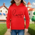 thumbnail image 3 of MEZZALL Chandail à Capuche Chaud à Manches Longues pour Enfants Garçons Filles Imprimés Lettres, Rouge, 3-4 Ans, 3 of 4