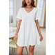 thumbnail image 2 of Vestido de manga de murciélago para niñas, cuello en V, color puro, suave, agradable a la piel, vestido de línea, vestido informal para cita diaria informal, 2 of 8