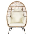 thumbnail image 6 of UHOMEPRO Oversized Wicker Egg Chair with Ottoman, Outdoor Patio Lounge Chair with Thick Cushions, Outdoor Indoor Large Rattan Egg Chair for Bedroom Patio Balcony Front Porch Garden, Beige, 6 of 7
