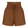 thumbnail image 2 of Pantalones Cortos de para Mujer, de Cintura Alta, con Pierna , Cómodos y Elásticos para Playa y Verano. Color Café M, 2 of 6