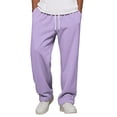 thumbnail image 4 of Delconic Mens Basic Lounge Pants Drawstring Elastic Waist Straight Leg Full Length Sweatpants with Two Side Pockets Light Purple XL, 4 of 7