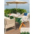 thumbnail image 4 of Outdoor Tablecloth with Umbrella Hole and Zipper, Christmas Tree Rectangle Table Cloth 54x80 Inch Waterproof Tablecloth, Winter Snowflakes Xmas Pine Tree Beige Picnic Table Cover for Patio Camping, 4 of 7