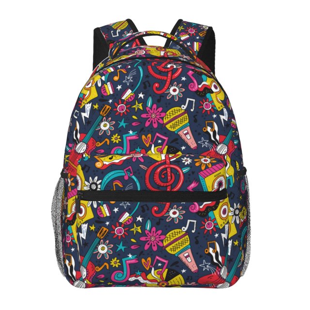 Disketp Rock Music Mochila Estampada para Hombre y Mujer – Mochila Ligera Clásica con Múltiples Bolsillos para Universidad, Trabajo y Viajes-One Size