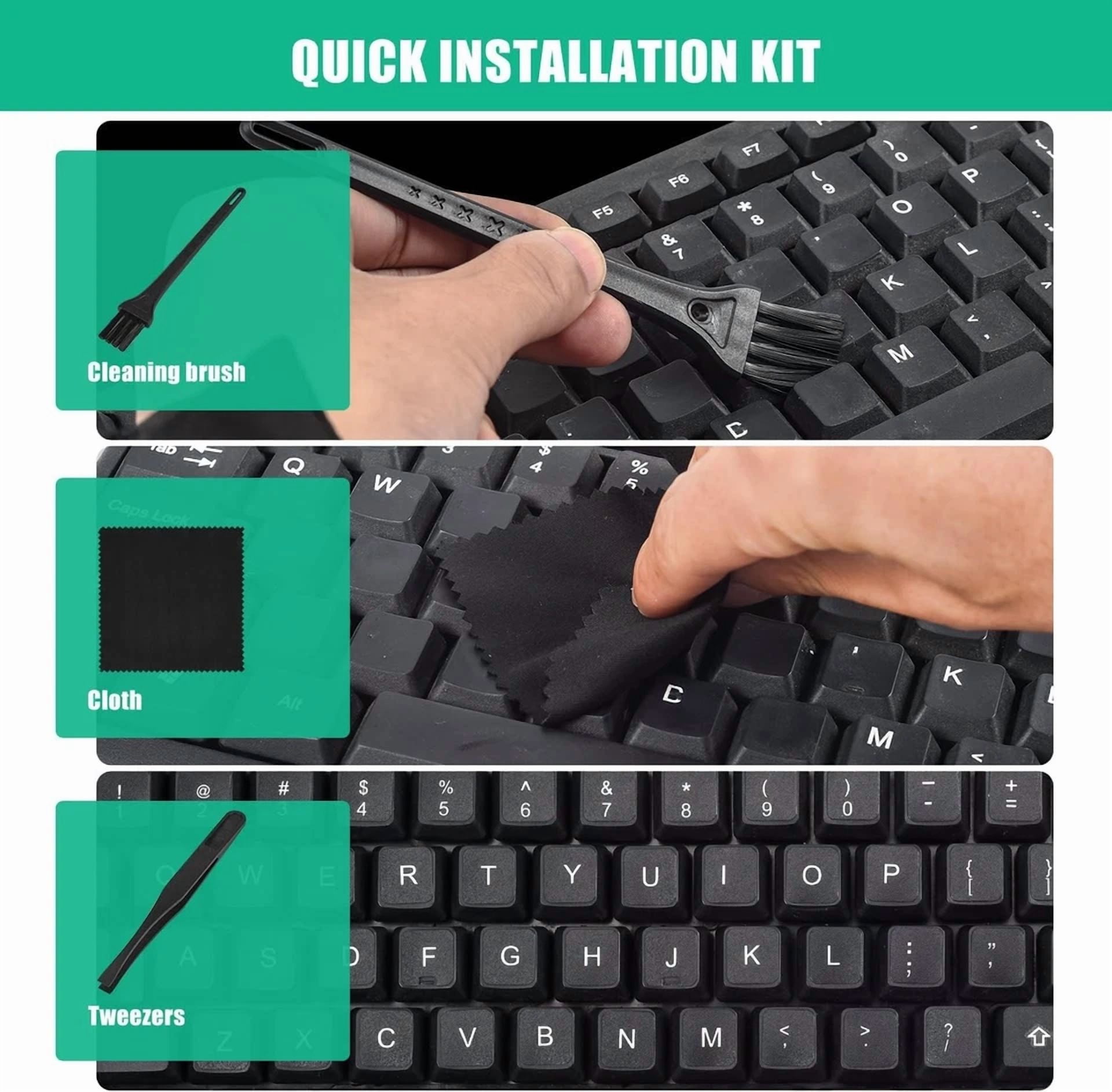 CIRCLE- 2Pcs English Keyboard Stickers With Tweezer, Universal White Letters