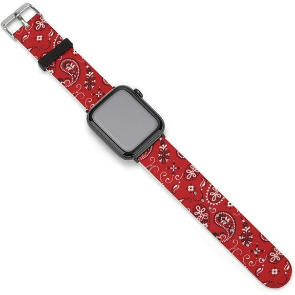 Red Redpaisley Boho Compatible with Apple Watch Band 38mm 40mm 42mm 44mm Women Men, Soft Silicone Sport IWatch Bands Replacement Strap Compatible for IWatch Series 7 6 5 4 3 2 1 SE