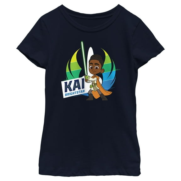 Girl's Star Wars: Young Jedi Adventures Kai Brightstar Portrait  Graphic Tee Navy Blue Large