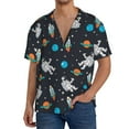 thumbnail image 3 of Honeii 's Space for men's short-sleeved button-up collared shirt featuring a pocket, perfect for beach vacations, and travel adventures., 3 of 5