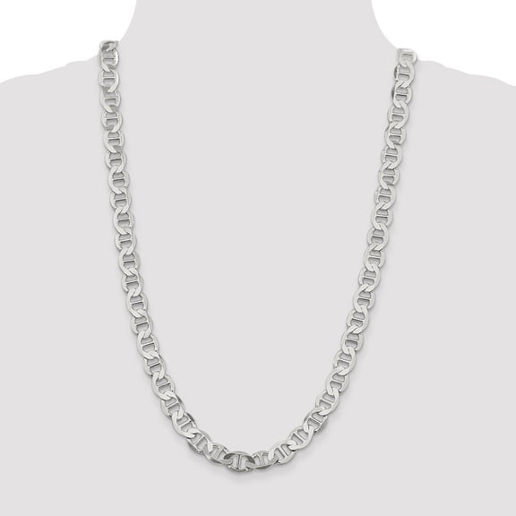 Diamond2Deal 925 Sterling Silver 9.95mm Flat Anchor Chain Necklace for Men 20"