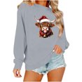 thumbnail image 2 of Ounisa Womens Valentines Sweatshirt Ox Graphic Print Pullover Casual Long Sleeve Valentine's Blouse Top, 2 of 6