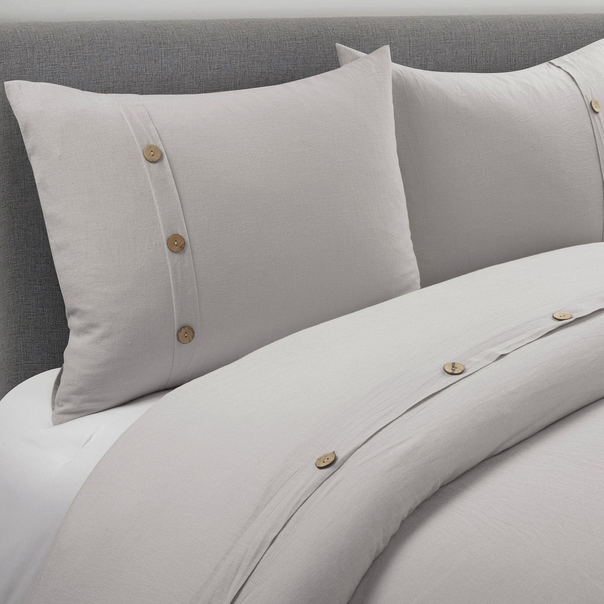 Lush Decor Belgian Flax Duvet Cover - Gray - Full/Queen
