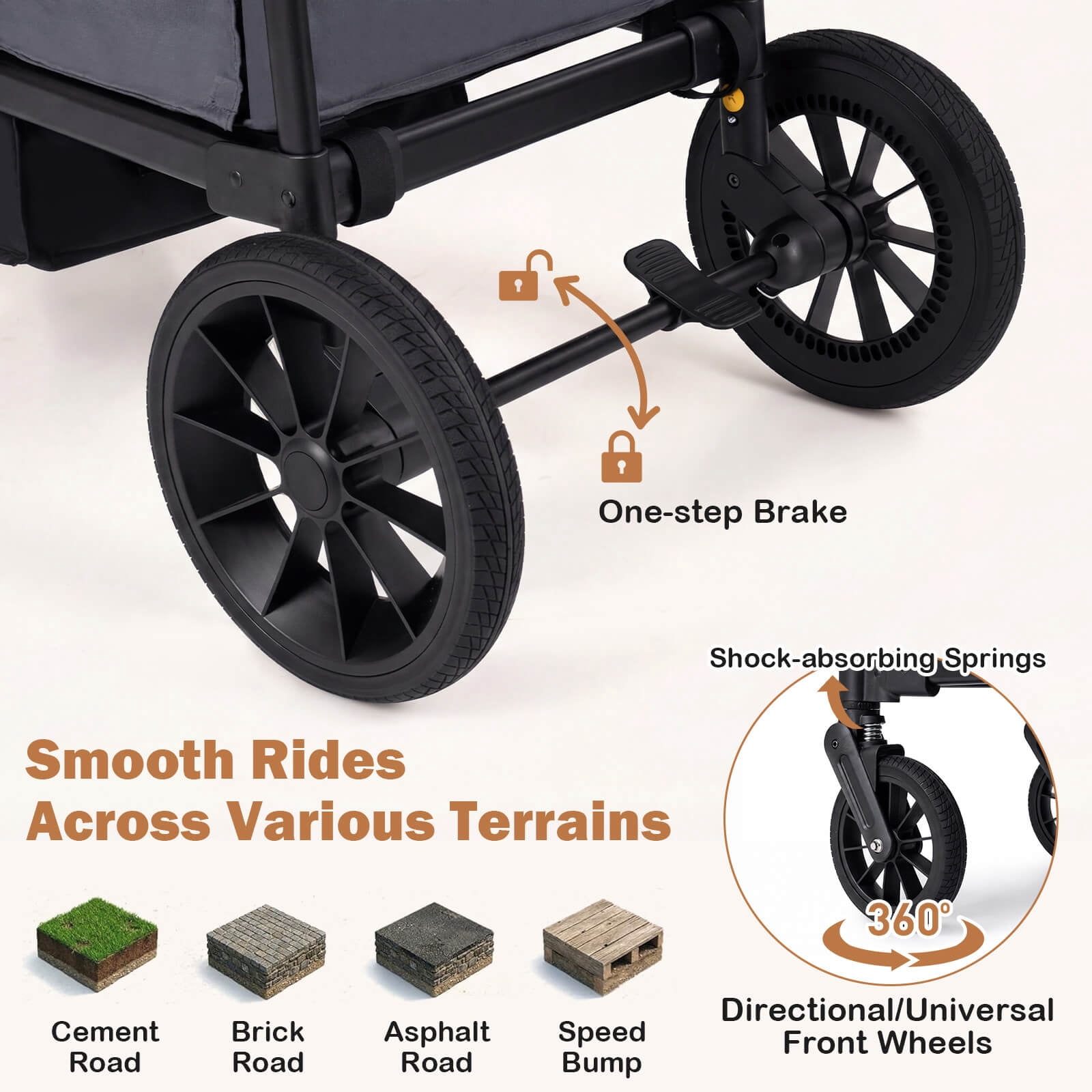Infans Foldable Wagon Stroller for 2 Kids, Double Seater Toddler Stroller w/ Canopy