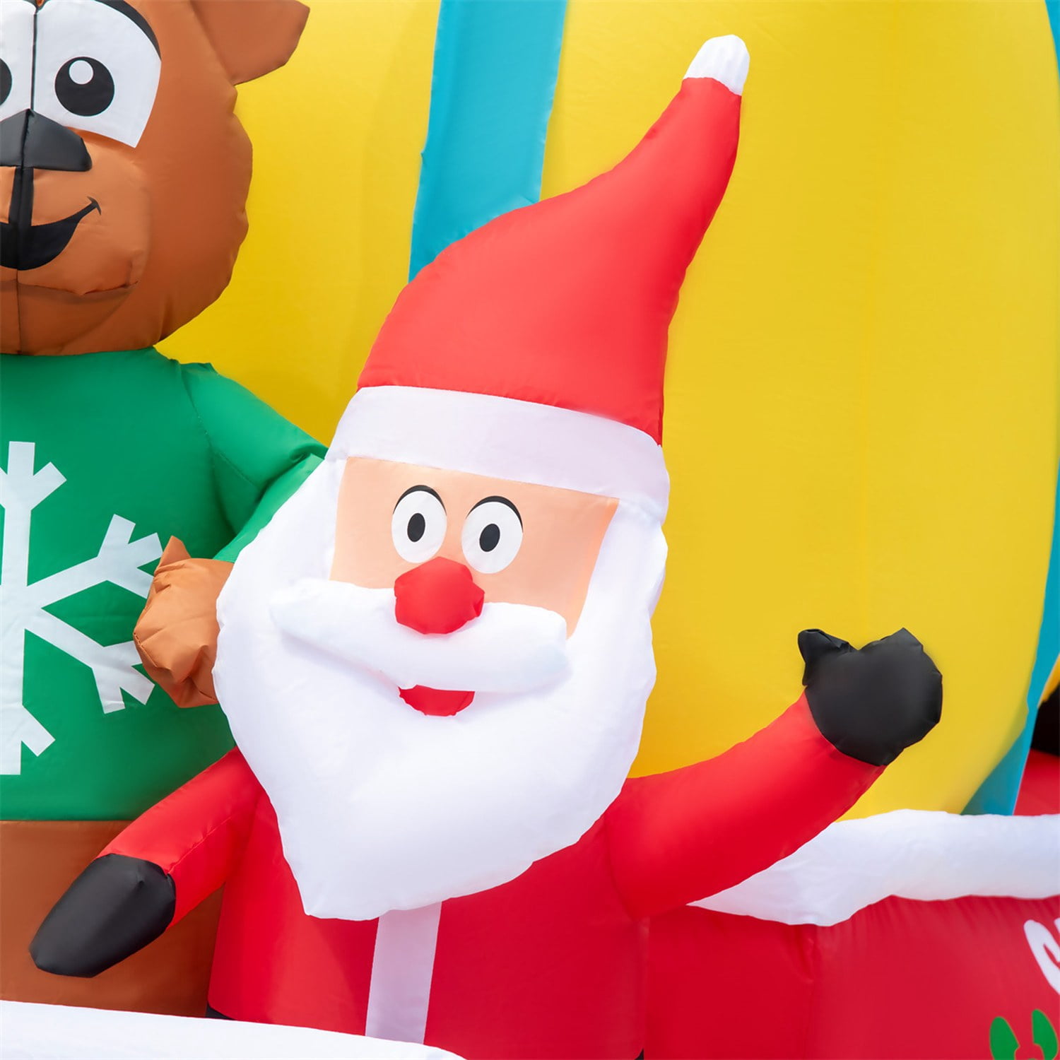 Astoutdoor Christmas Inflatable Decoration, Santa Claus Driving Gift Car with Friends, Polyester, 72.75 in W x 38.5 in D x 106.25 in H