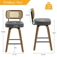 thumbnail image 6 of ANMINY Swivel Counter Height Bar Stools, Set of 2, Upholstered Faux Leather Barstools with Rattan Back, 26" Seat Height Bar Chairs for Kitchen Island, Bentwood Wood Frame, 6 of 11
