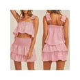 thumbnail image 3 of Michellecmm  Fashion Women's 2 Piece Skirt Outfits Ruffle Shoulder Strap Plaid Tank Tops Tiered Skirt Set, 3 of 9