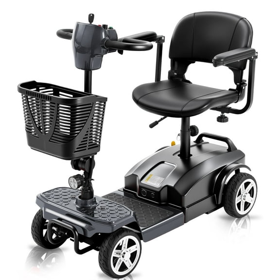 15 Miles 4-Wheel Mobility Scooter for Adults & Seniors, 350W Powered Electric Wheelchair Device, Foldable & Portable Design with Removable Basket,300LBS Capacity,Compact & Portable for Elderly