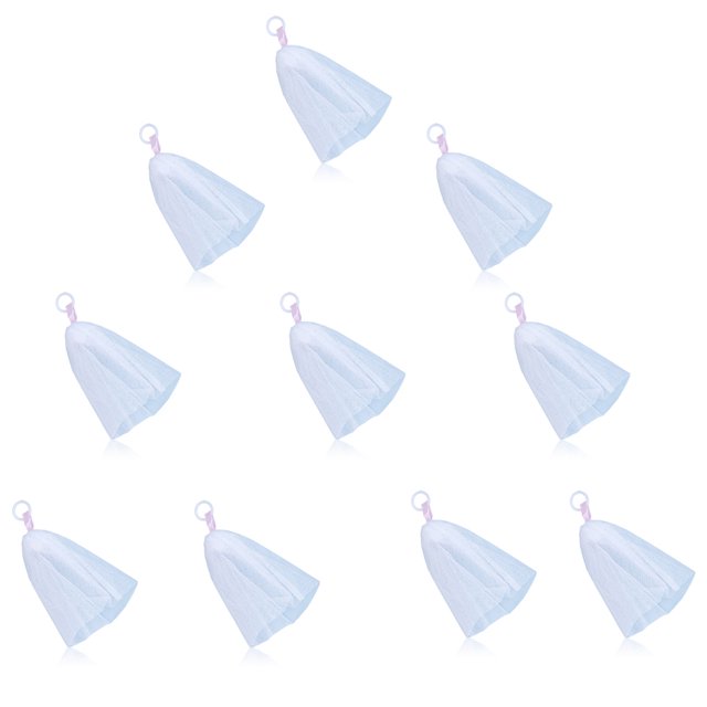 Transemion 10Pcs Foaming Net Portable Reusable Washable Body Bath Mesh Bag Home Toilet Foam Maker Accessories Random Color