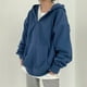 thumbnail image 3 of Sudaderas con capucha de Color sólido con cremallera y bolsillo para mujer, sudaderas coreanas Harajuku de gran tamaño, ropa informal con capucha de manga larga para mujer, Top informal, 3 of 4