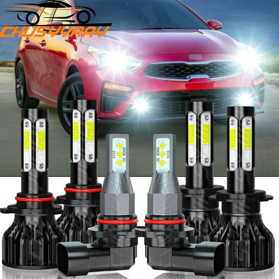 For Kia Forte 2019 2020 9005 H7 LED Headlight Bulbs Hi / Lo   9006 Fog Light Kit