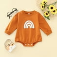 thumbnail image 2 of Vedolay Baby Girls Clothes Ribbed Knit Long Sleeve Button Solid Bodysuit Jumpsuit Coffee,90, 2 of 4