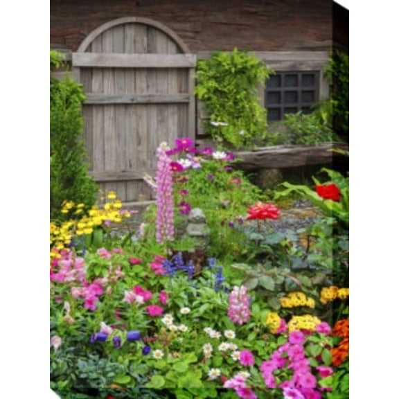 Outdoor Living and Style Green and Gray Rustic Garden Outdoor Canvas Rectangular Wall Art Decor 40"